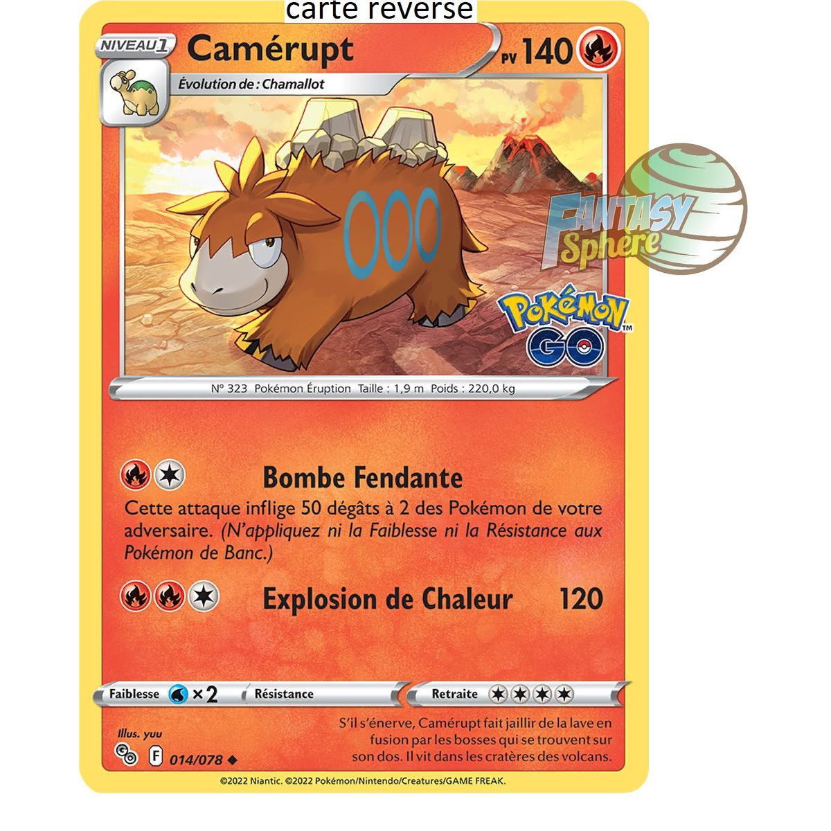 Item Camérupt - Reverse 14/78 - Epee et Bouclier 10.5 Pokemon GO
