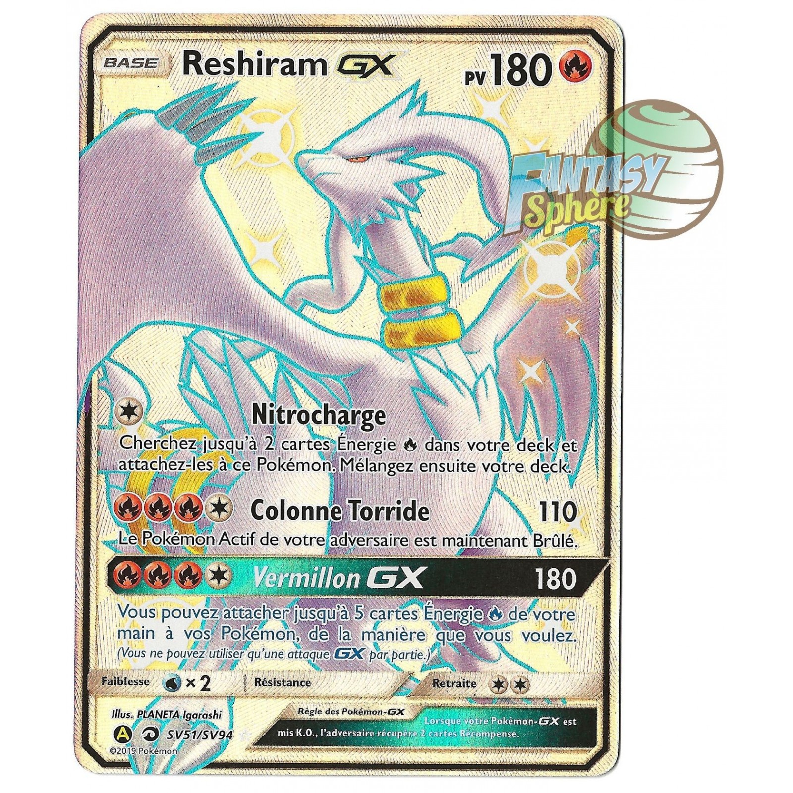 Reshiram GX Full Art Ultra Rare SV51 SV94 Soleil Et Lune 11 5