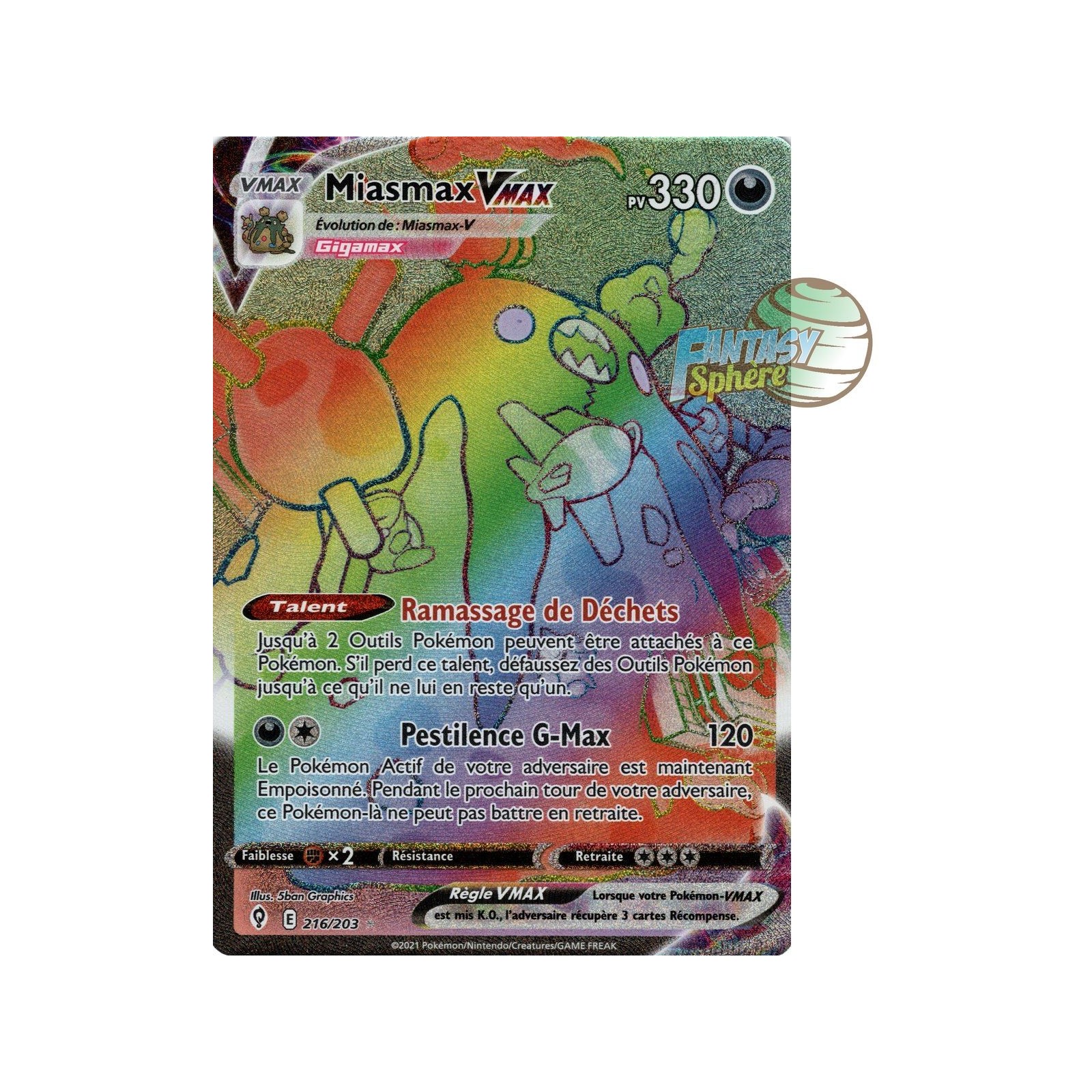 Miasmax VMAX Secret Rare 216 203 Epee Et Bouclier Evolution Celeste