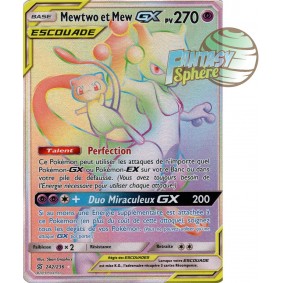 Mewtwo et Mew GX - Secret Rare 242/236 - Soleil et Lune 11 Harmonie des Esprits