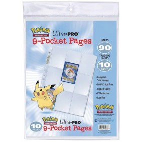 Pages de Classeur - Pokémon - 10 Pages de Classeur - 9 Cases - Silver