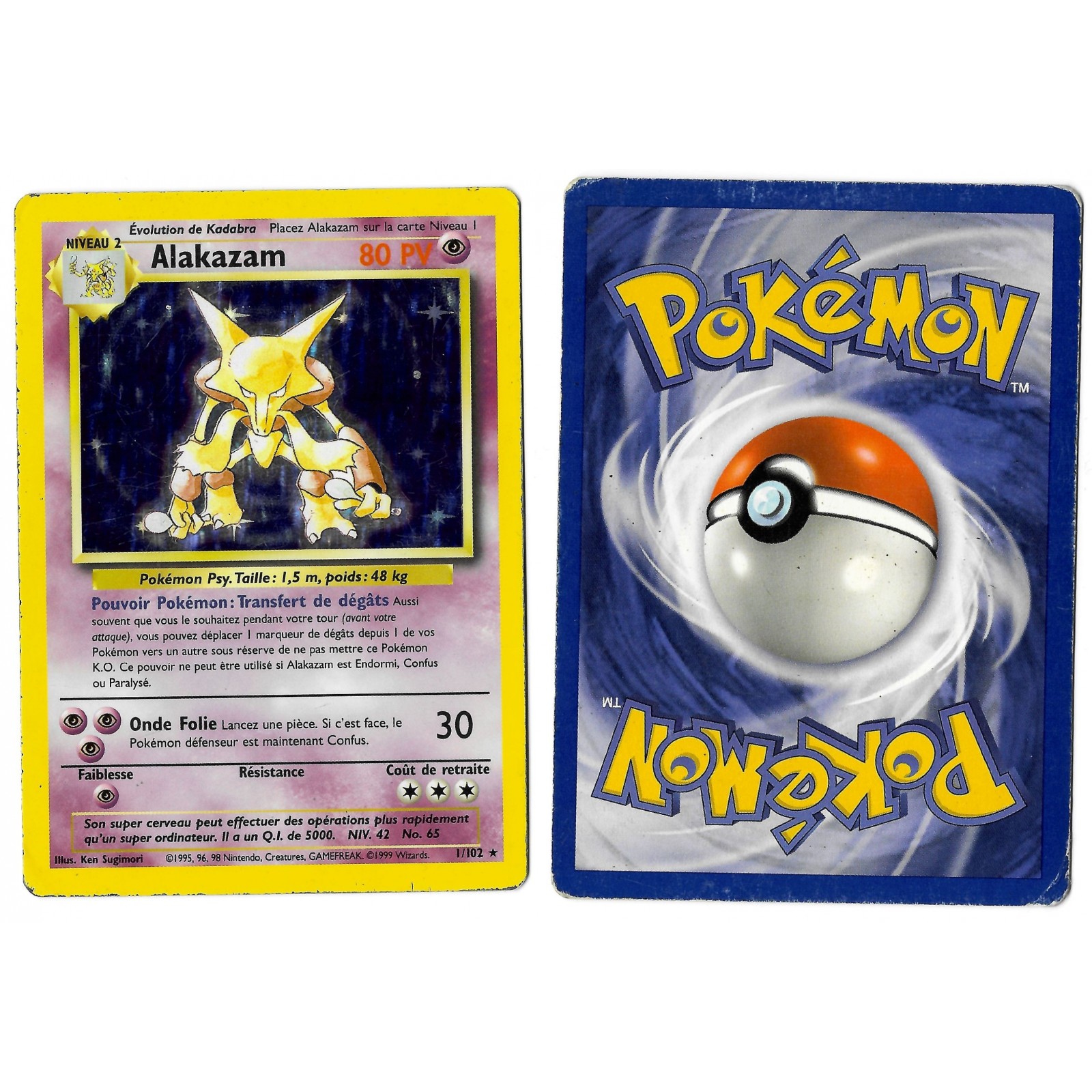 Alakazam 1/102 Set de Base Holo Unlimited Français Voir Scan à Fantasy Sphere Entrepot,Magasin