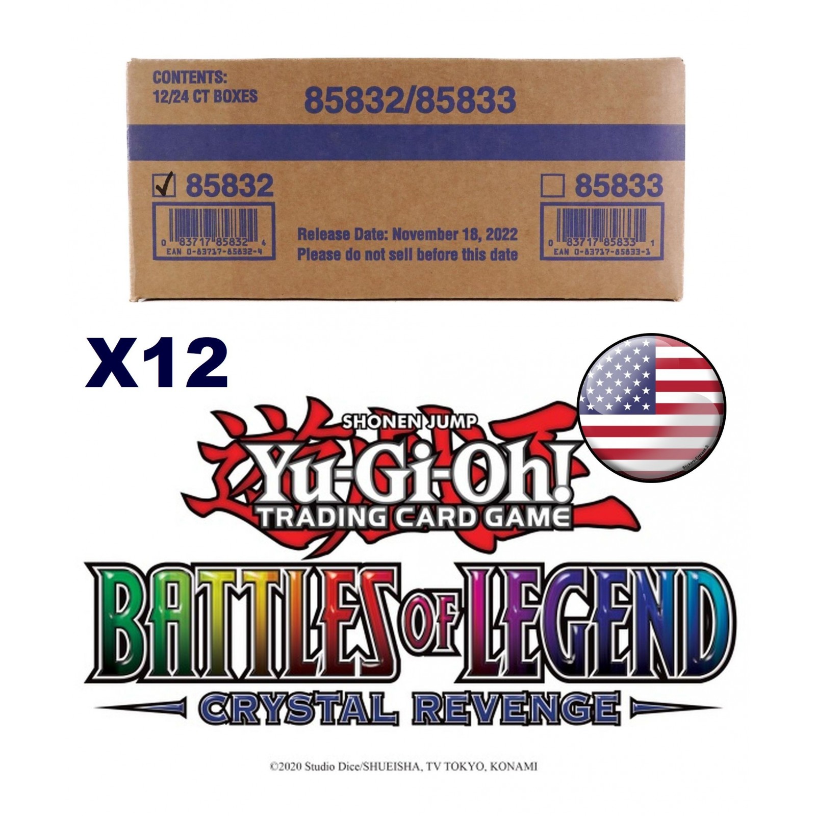 US Print SEALED Yu Gi Oh Case 12 Boite De 24 Boosters Battles Of Legend Crystal