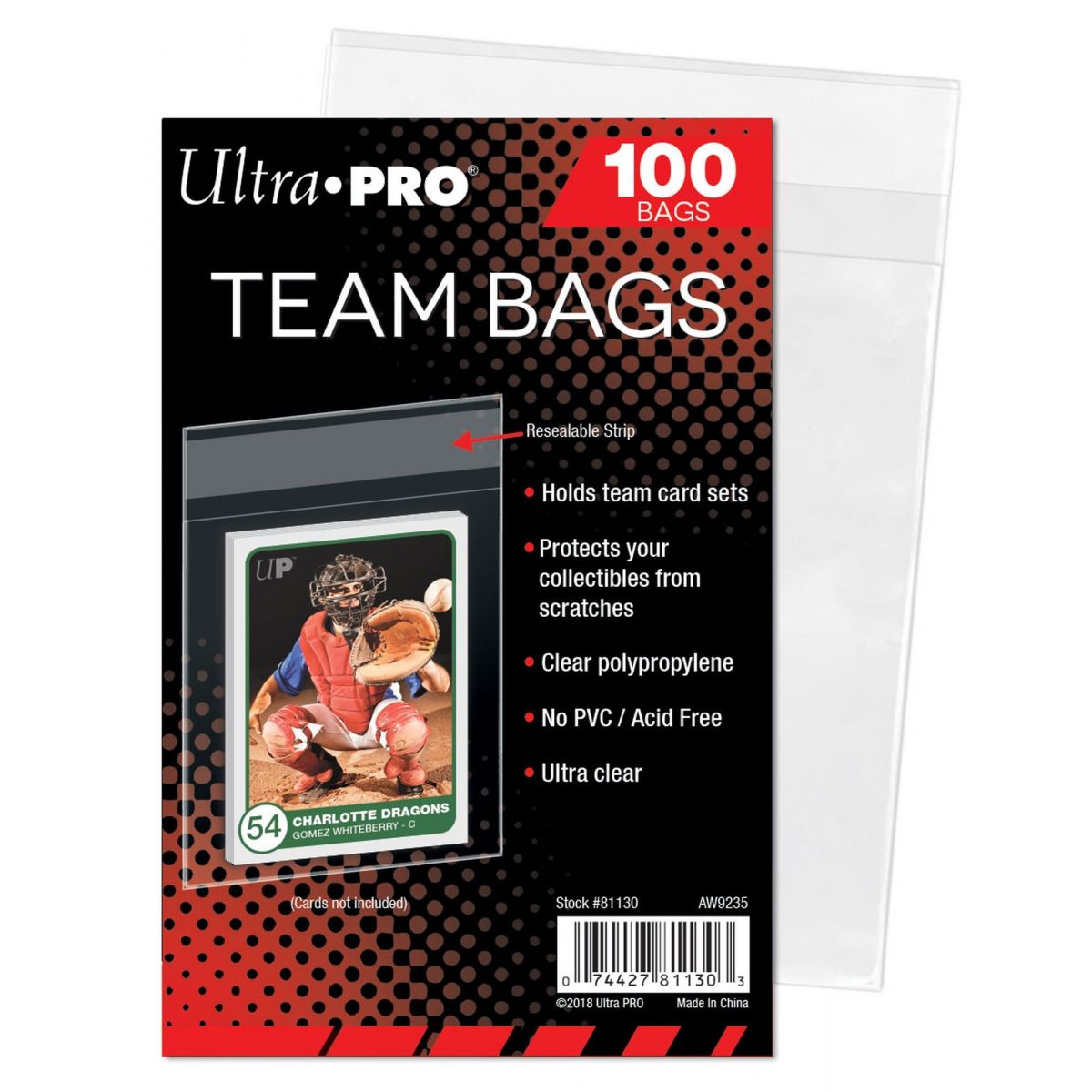Ultra Pro - Team Bags - Resealable - Sleeves Refermables Top Loader (100)