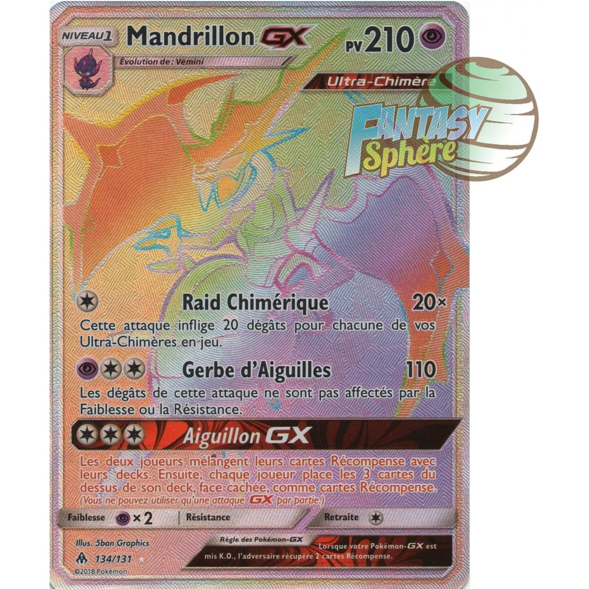 Mandrillon GX - Secret Rare 134/131 - Soleil et Lune 6 Lumière Interdite
