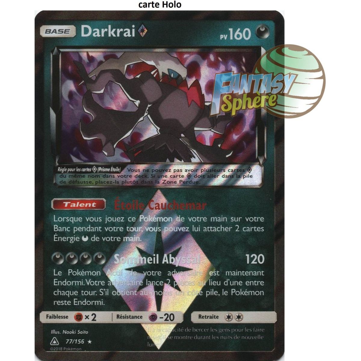 Darkrai - Prisme Rare 77/156 - Soleil et Lune 5 Ultra Prisme