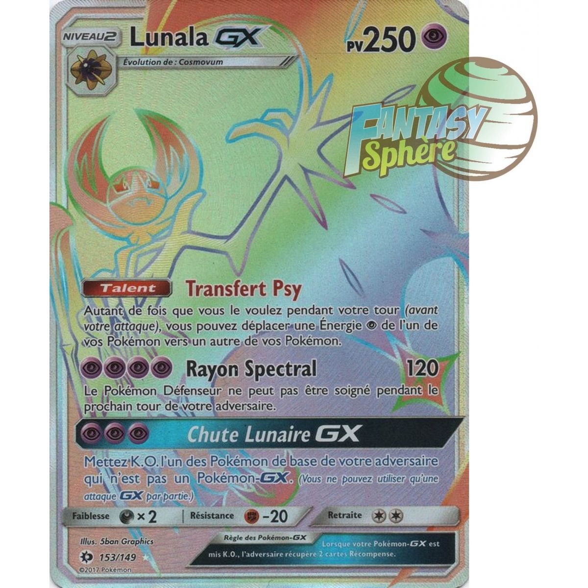 Lunala GX - Secret Rare 153/149 - Soleil et Lune 1