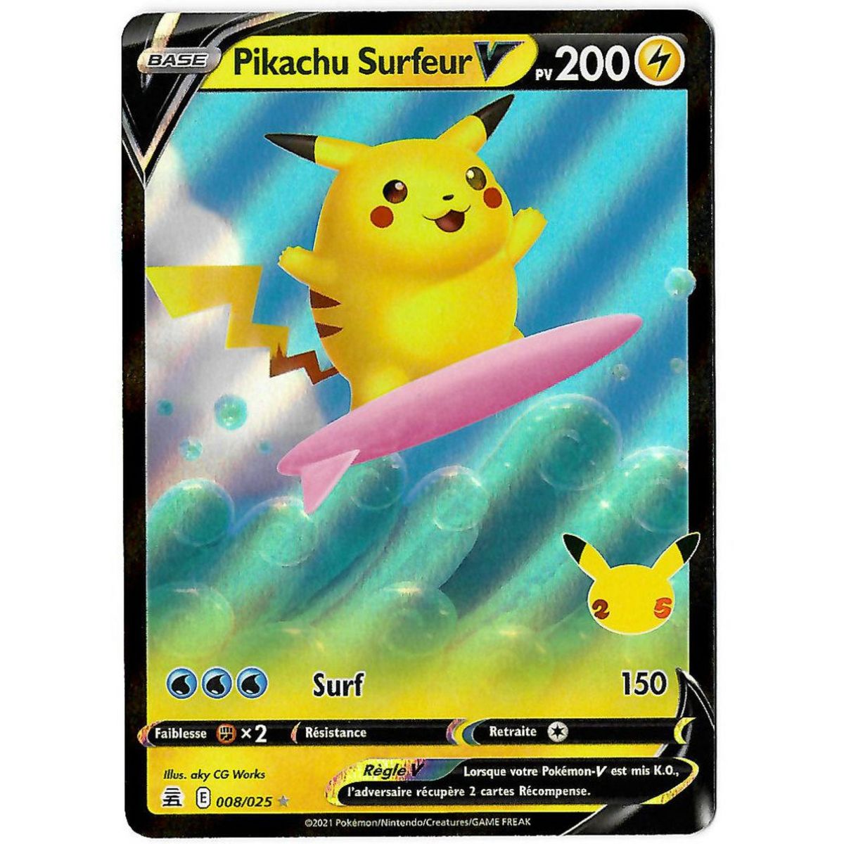 Pikachu Surfeur V - Ultra Rare 008/025 EB07.5 Célébrations 25 Ans