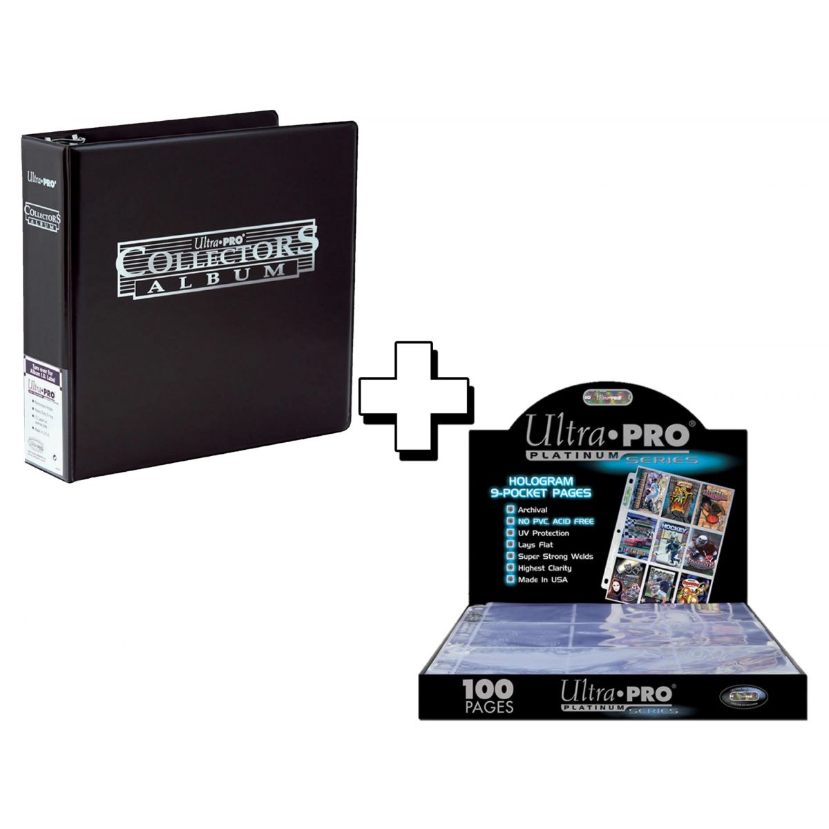 Ultra Pro - Pack - Classeur à Anneaux Collectors Album Noir + 100 Pages Platinum