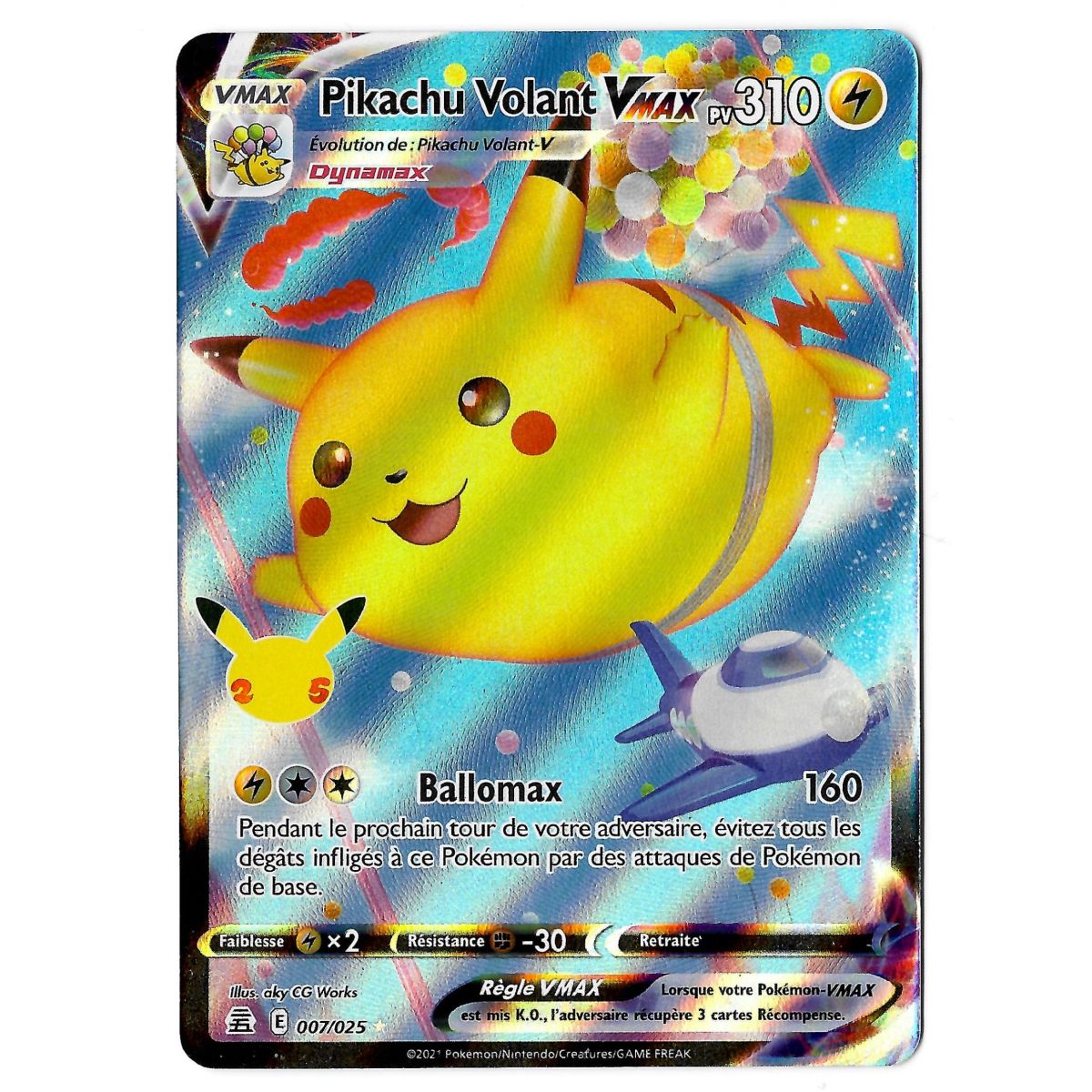 Pikachu Volant VMAX - Full Art Ultra Rare 007/025 EB07.5 Célébrations 25 Ans