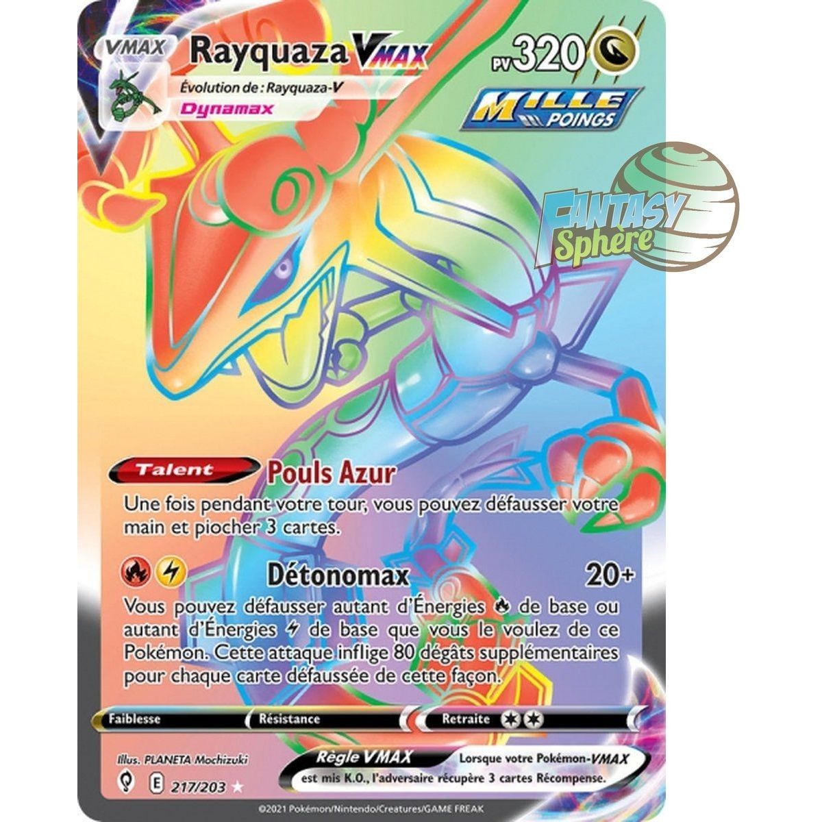 Item Rayquaza VMAX - Secret Rare 217/203 - Epee et Bouclier Evolution Celeste