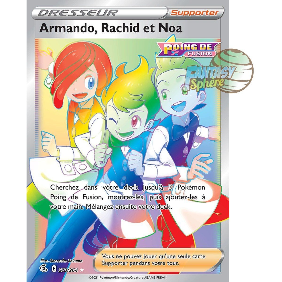 Armando, Rachid et Noa - Secret Rare 273/264 - Epee et Bouclier Poing de Fusion
