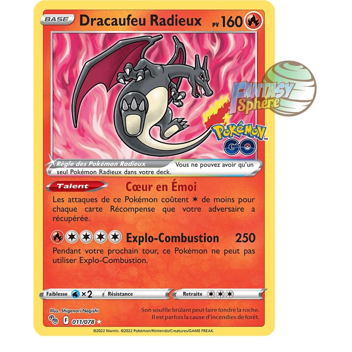 Dracaufeu Radieux - Radiant Rare 11/78 - Epee et Bouclier Pokemon Go