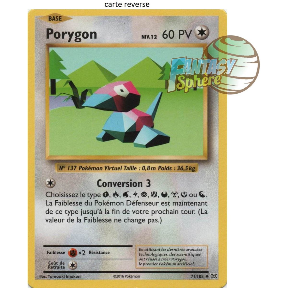Porygon - Reverse 71/108 - XY 12 Évolutions