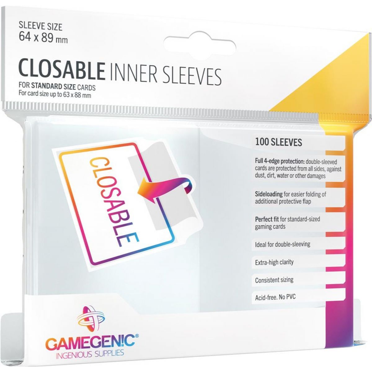 Gamegenic - Protèges Cartes - Standard - Closable Inner Sleeves (100)
