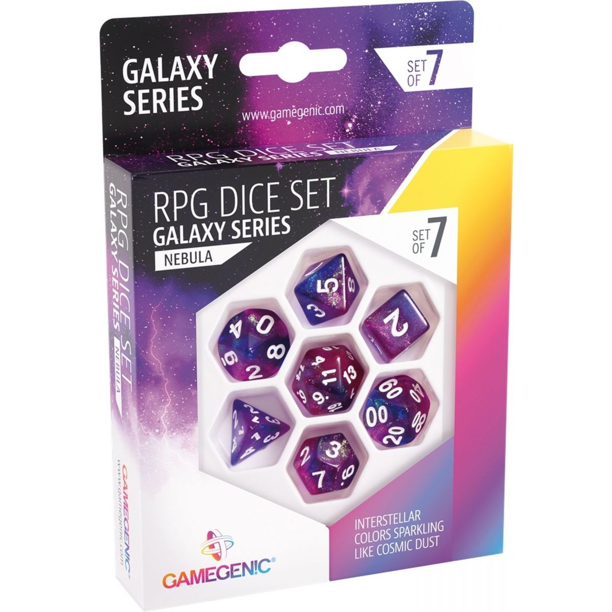 Item Gamegenic - Dice - Galaxy Series - Nebula - Set de 7 Dés JDR