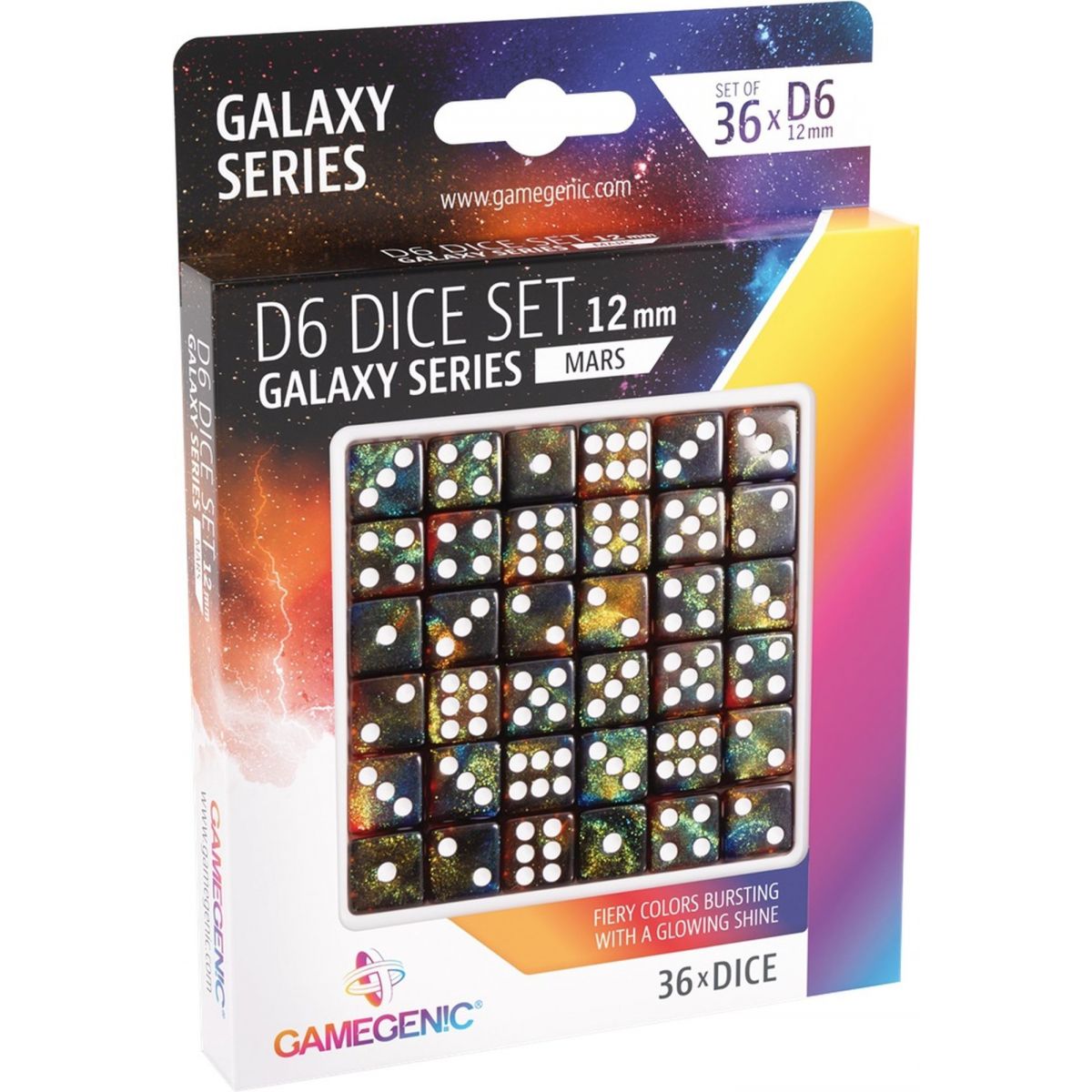 Gamegenic - Dice - Galaxy Series - Mars - Set de 36 Dés de 6 - 12mm