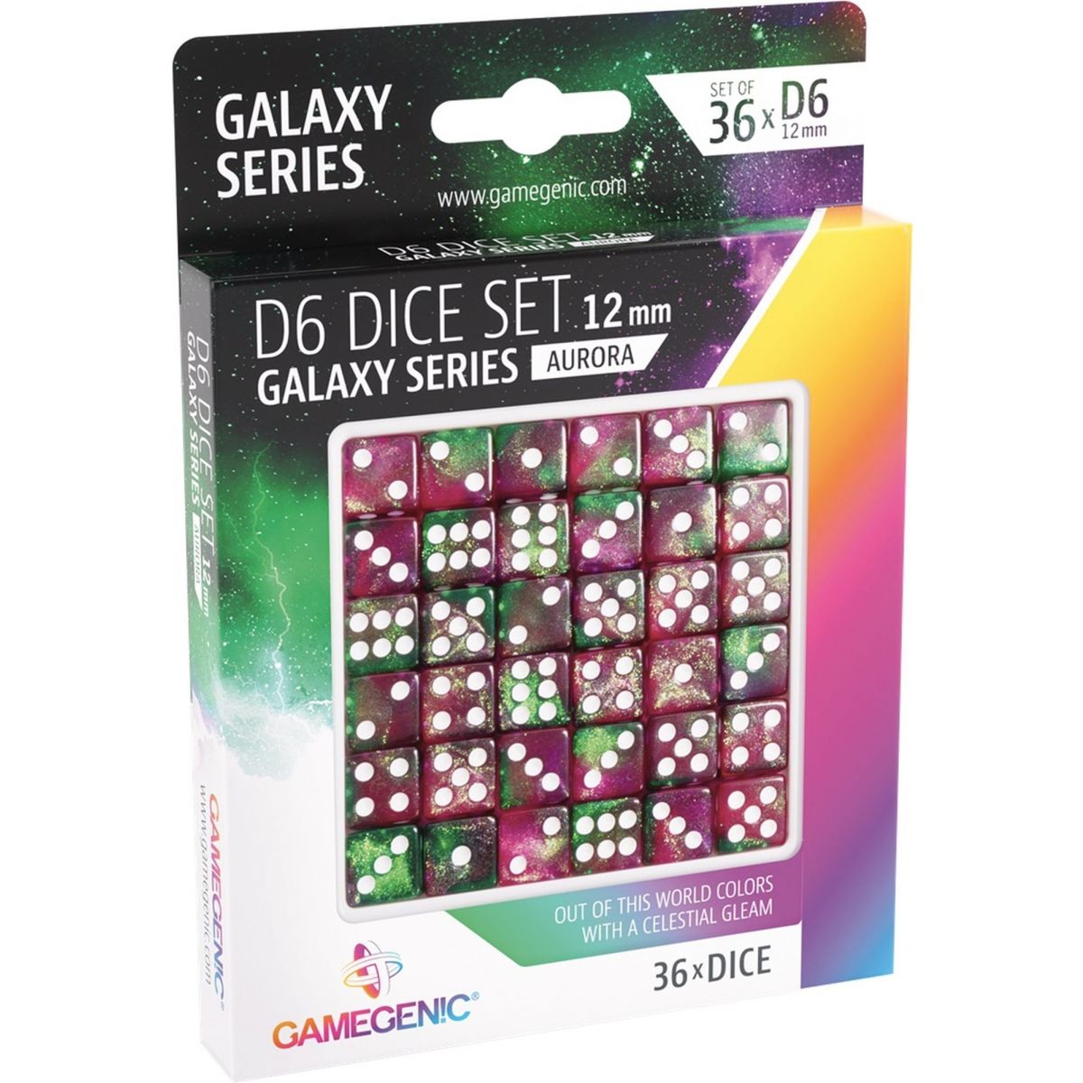 Gamegenic - Dice - Galaxy Series - Aurora - Set de 36 Dés de 6 - 12mm