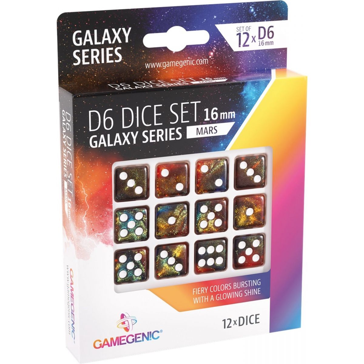 Gamegenic - Dice - Galaxy Series - Mars - Set de 12 Dés de 6 - 16mm