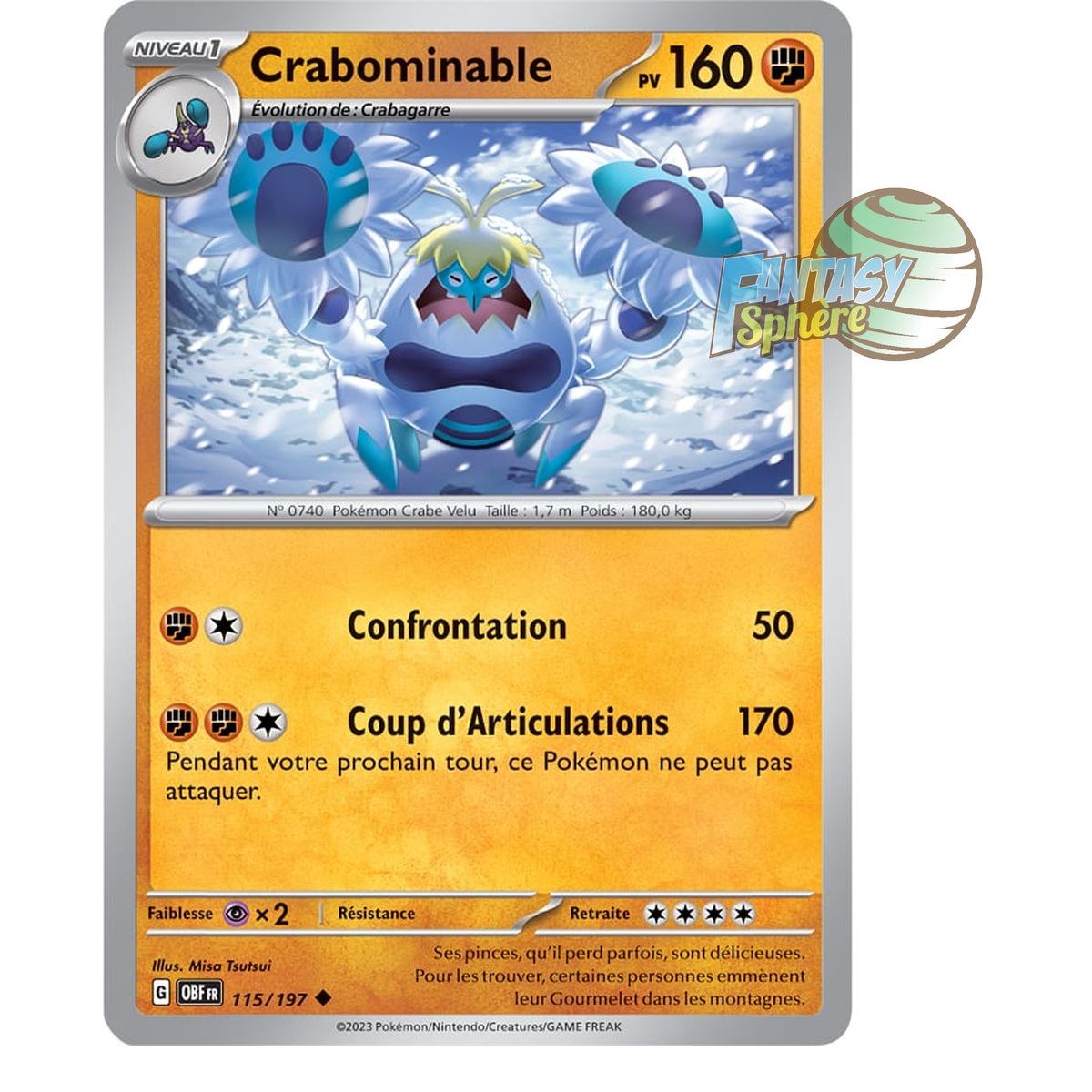 Item Crabominable - Peu Commune 115/197 - Ecarlate et Violet Flammes Obsidiennes