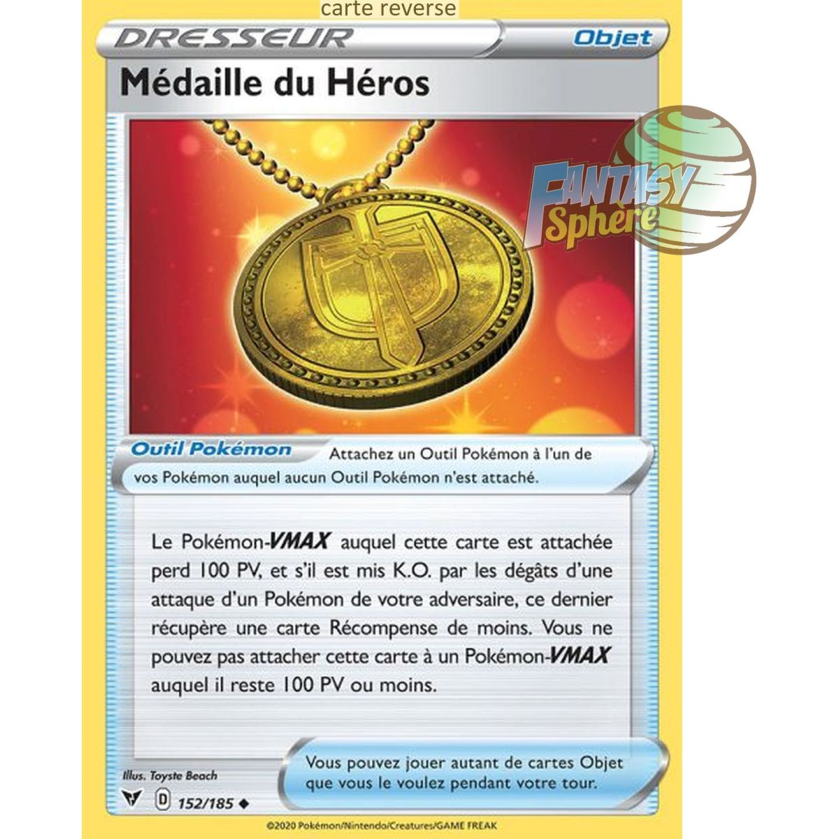 Item Médaille du Héros - Reverse 152/185 - Epee et Bouclier 4 Voltage Eclatant