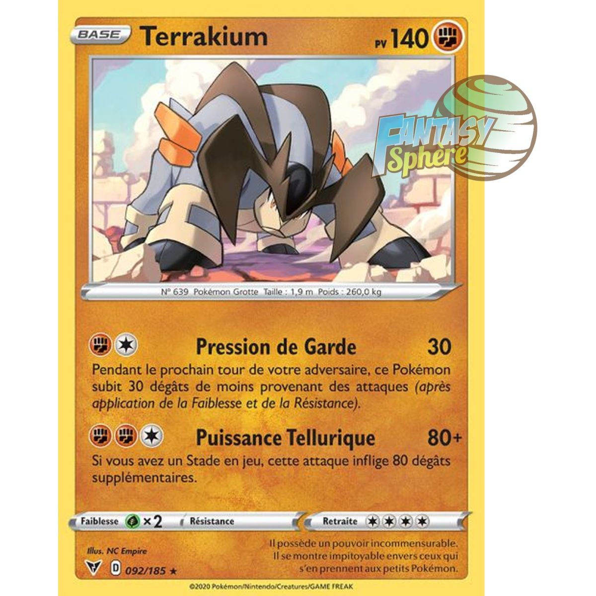 Item Terrakium - Rare 92/185 - Epee et Bouclier 4 Voltage Eclatant
