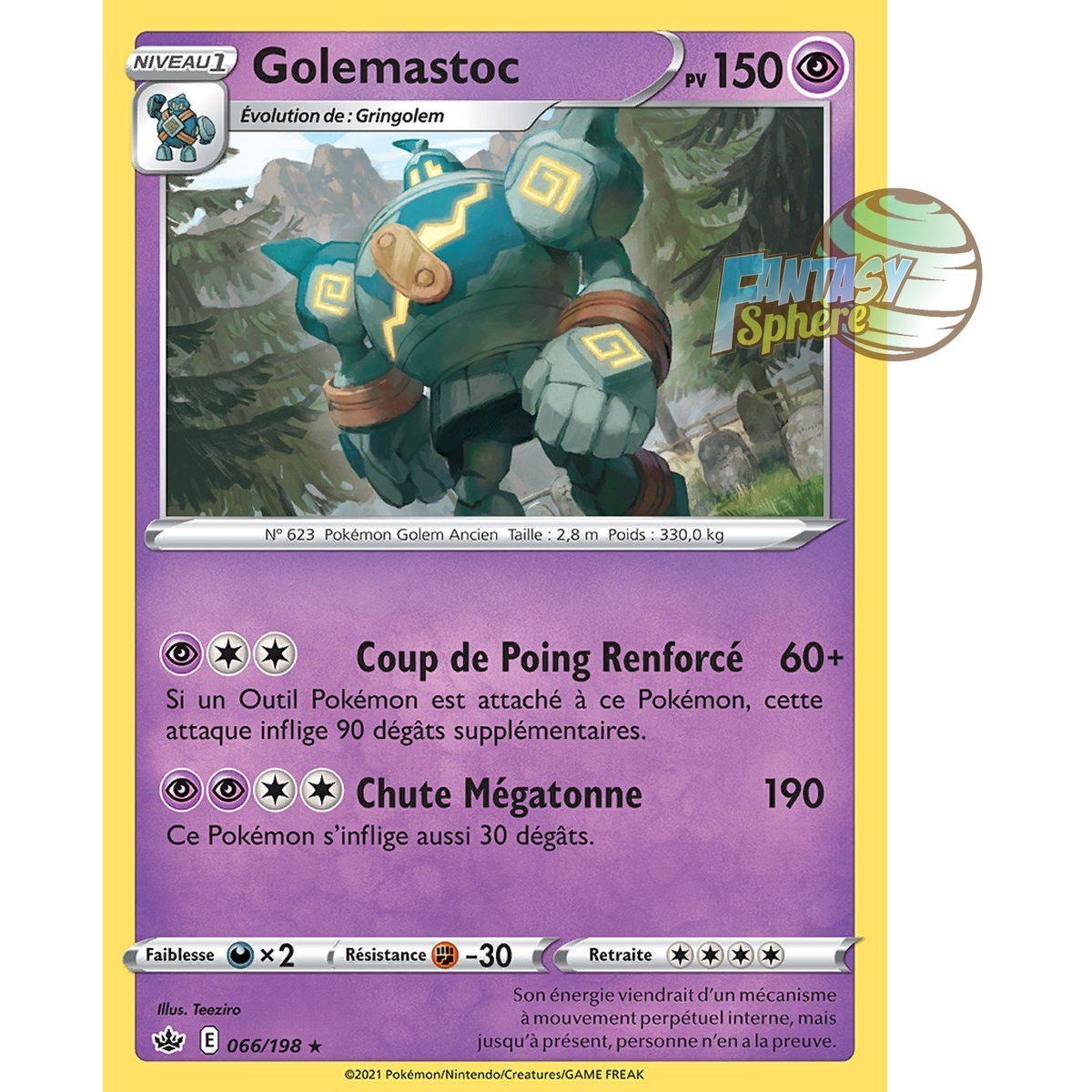 Golemastoc - Rare 66/198 - Epee et Bouclier 6 Regne de Glace