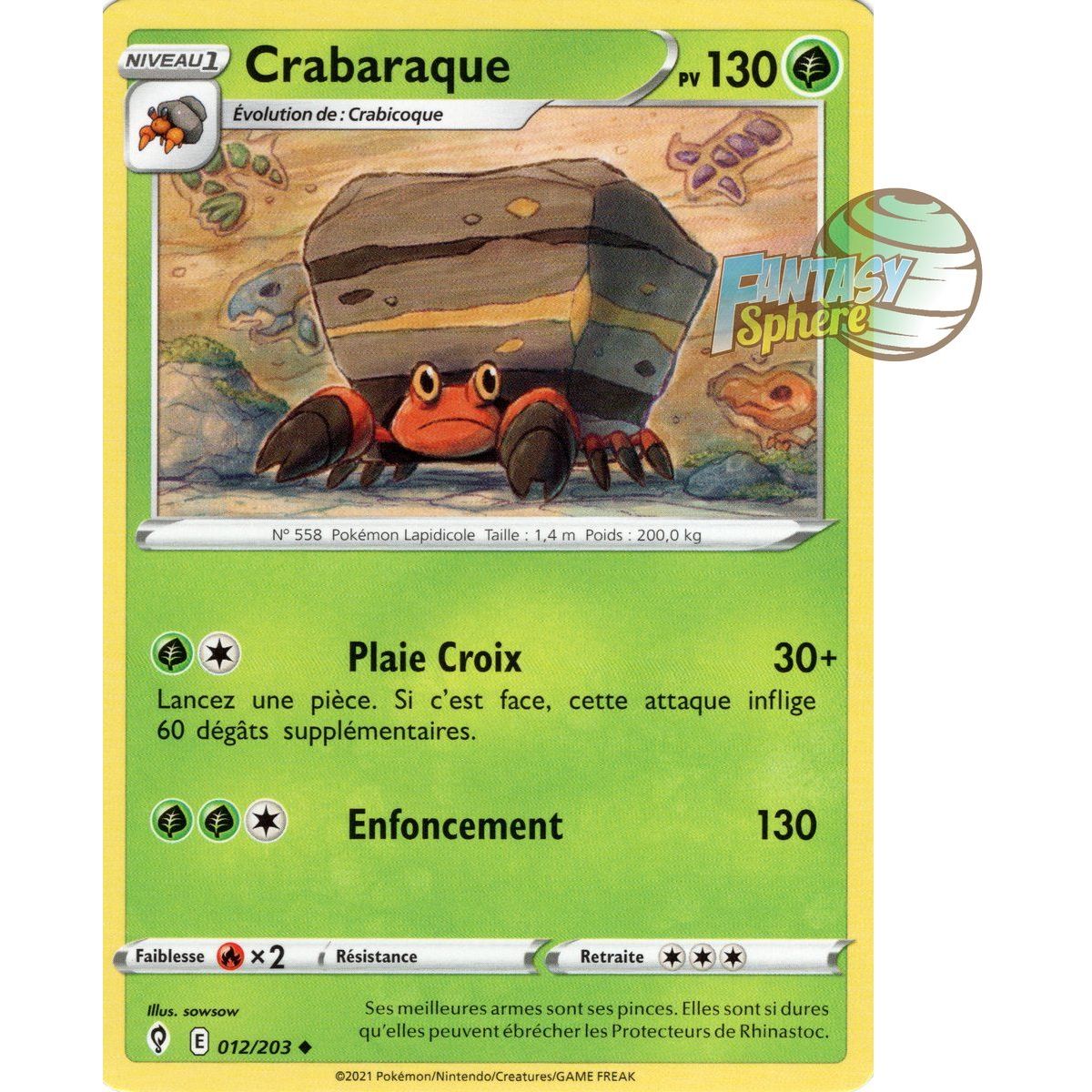 Crabaraque - Peu Commune 12/203 - Epee et Bouclier 7 Evolution Celeste