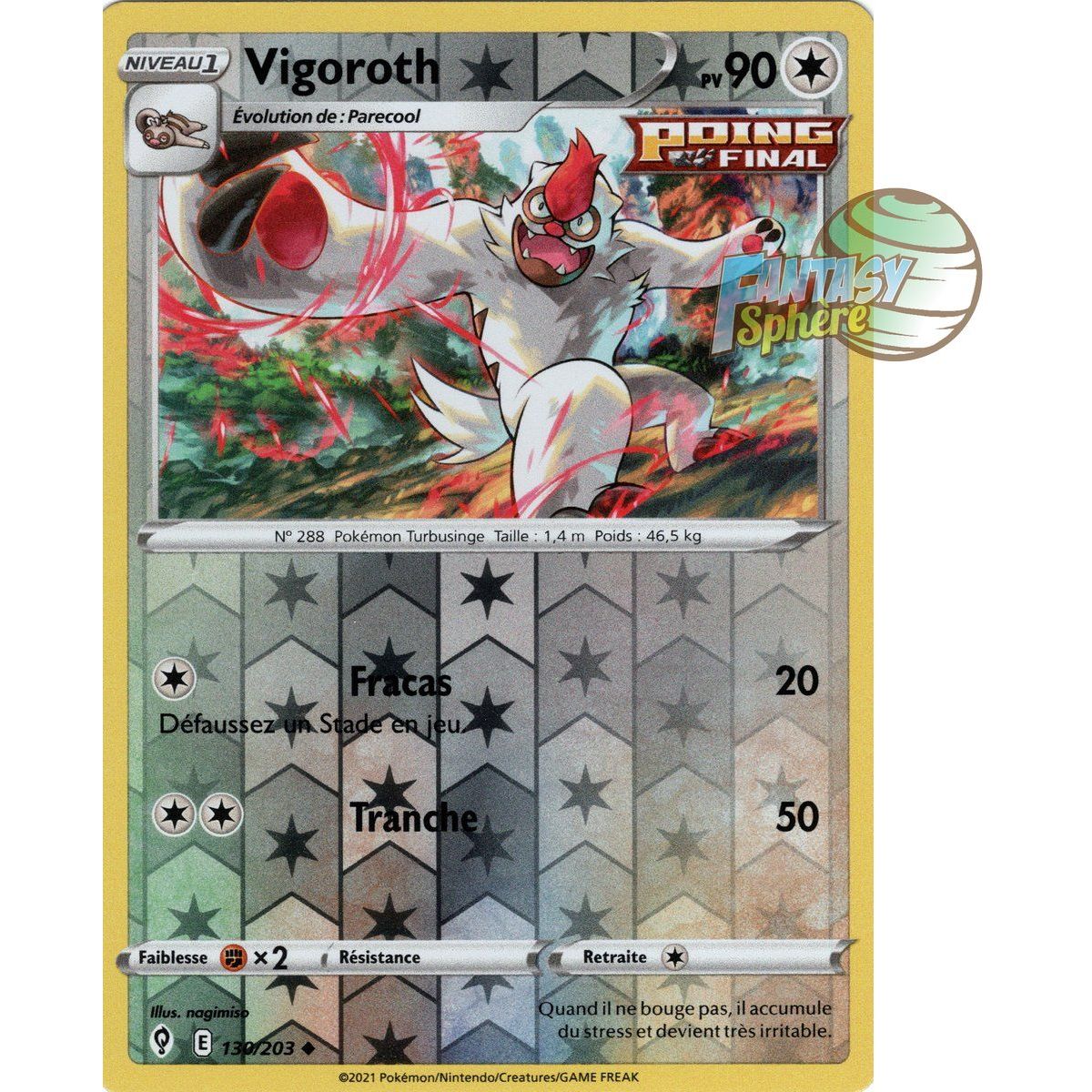 Vigoroth - Reverse 130/203 - Epee et Bouclier 7 Evolution Celeste