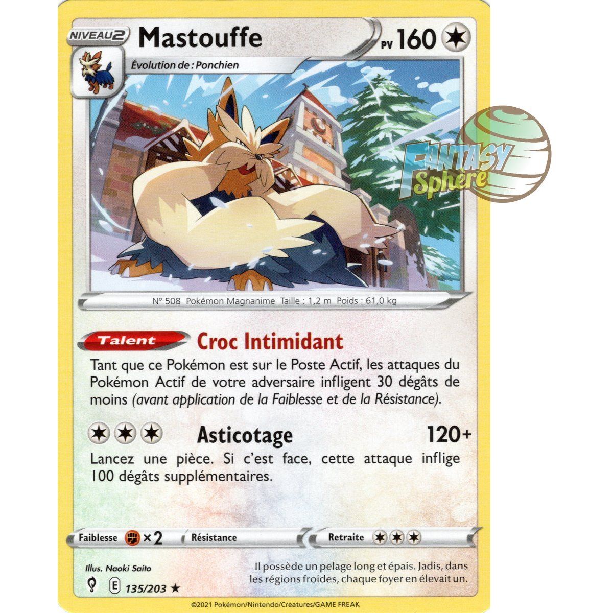 Mastouffe - Rare 135/203 - Epee et Bouclier 7 Evolution Celeste