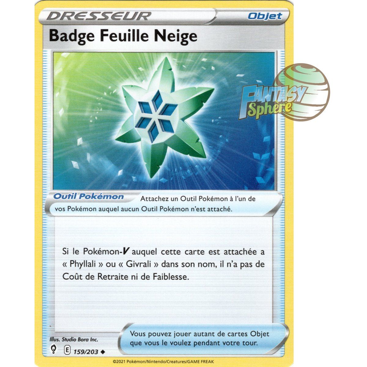 Item Badge Feuille Neige - Peu Commune 159/203 - Epee et Bouclier 7 Evolution Celeste