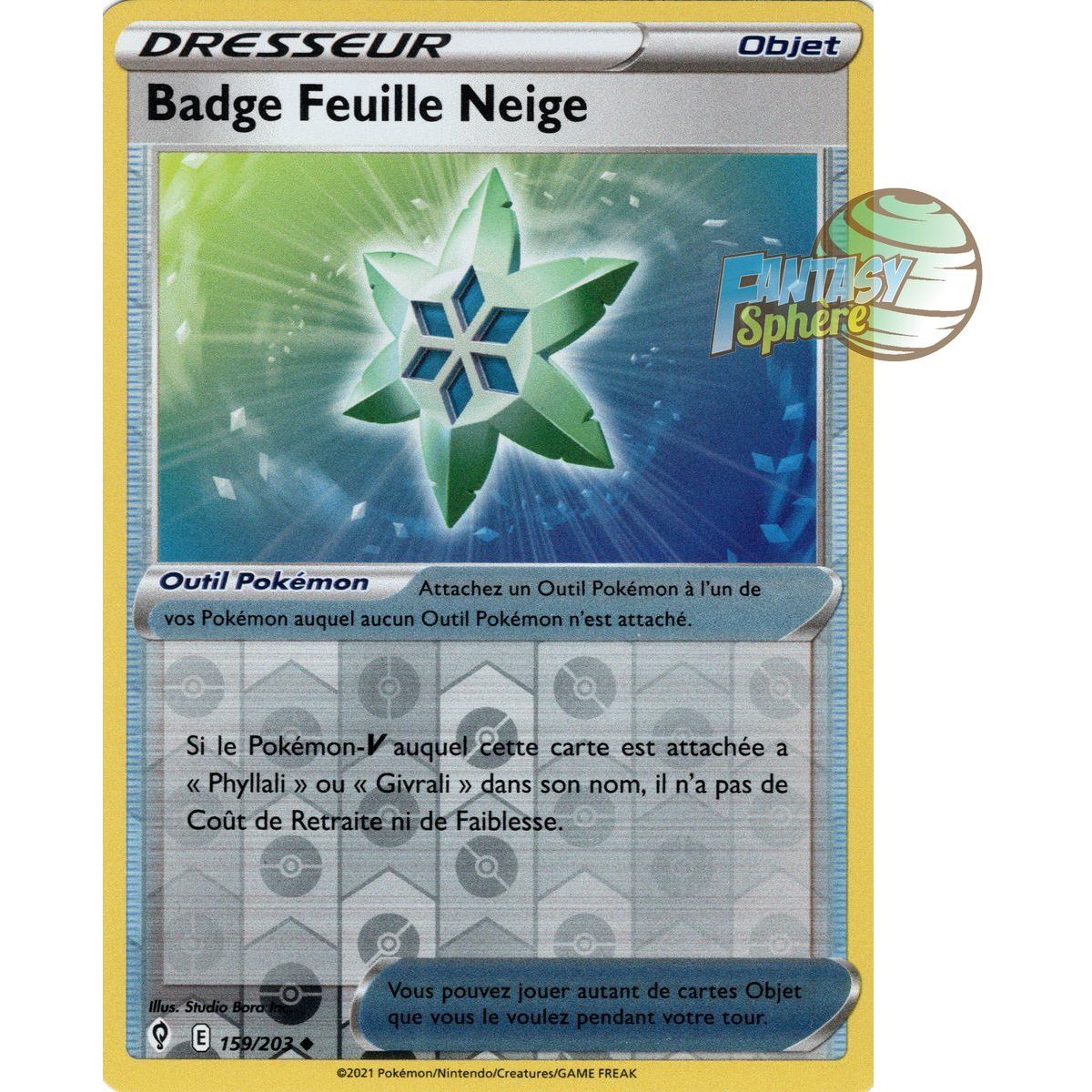 Badge Feuille Neige - Reverse 159/203 - Epee et Bouclier 7 Evolution Celeste