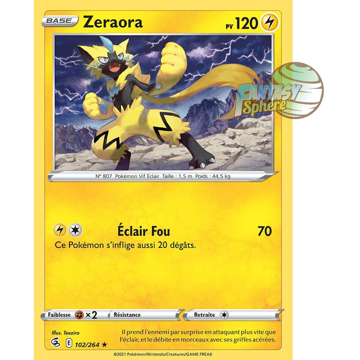 Zeraora - Rare 102/264 - Epee et Bouclier 8 Poing de Fusion