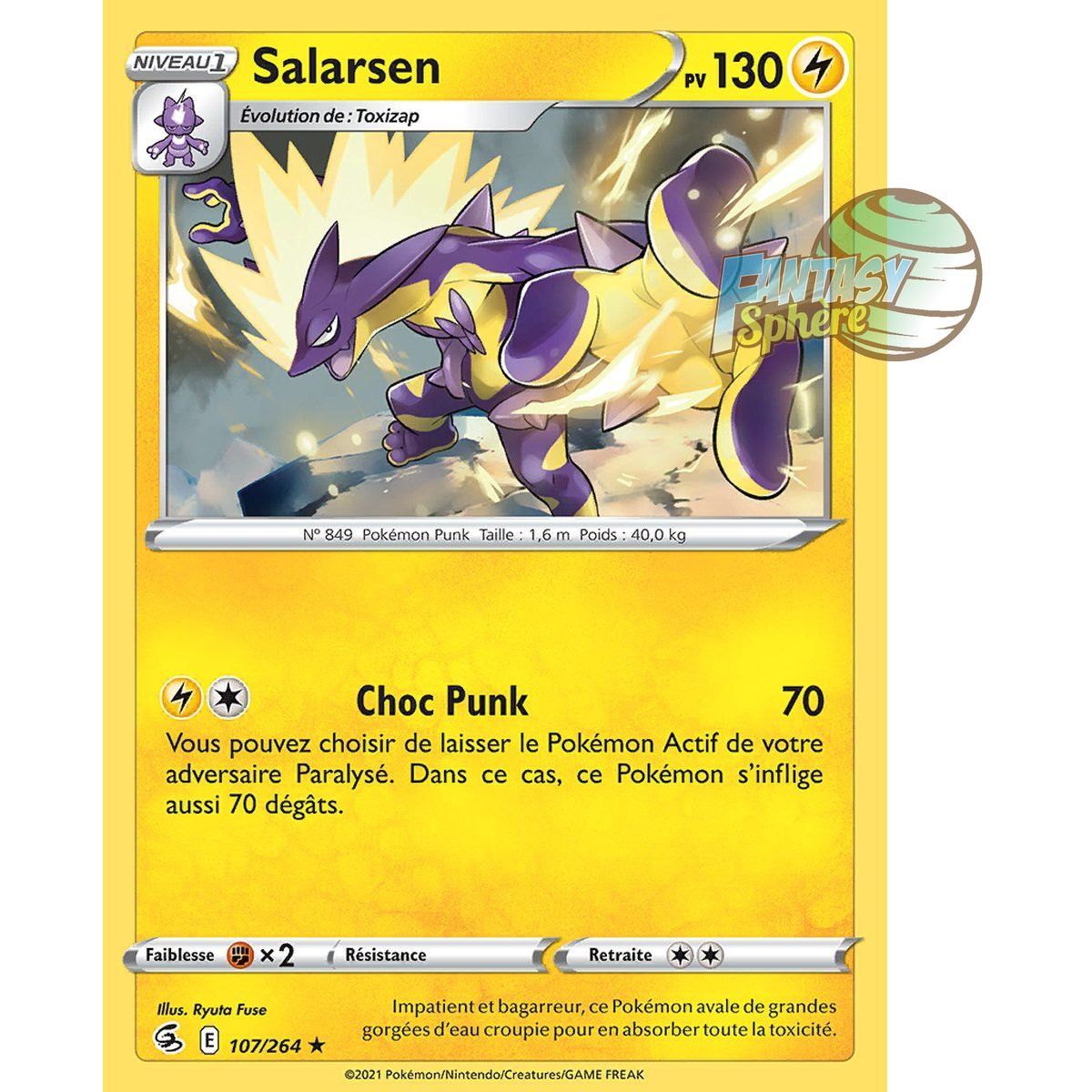 Salarsen - Holo Rare 107/264 - Epee et Bouclier 8 Poing de Fusion