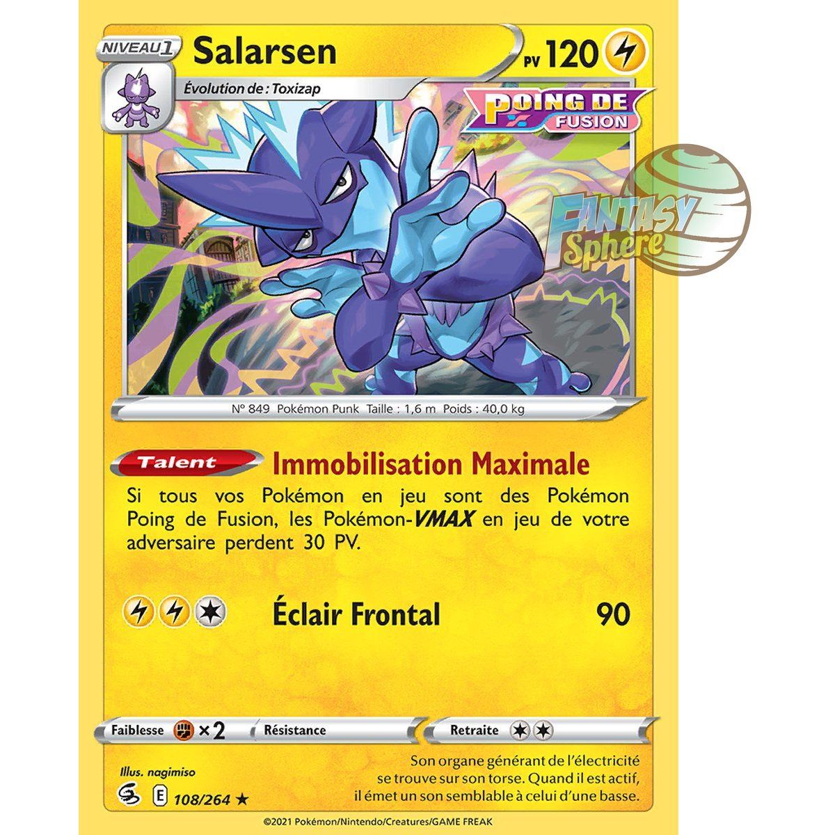 Salarsen - Holo Rare 108/264 - Epee et Bouclier 8 Poing de Fusion
