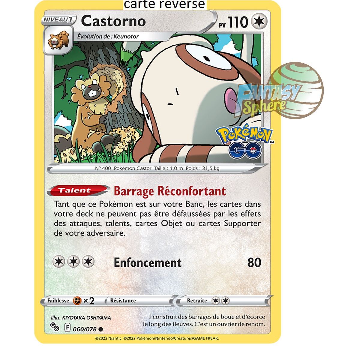 Castorno - Reverse 60/78 - Epee et Bouclier 10.5 Pokemon GO