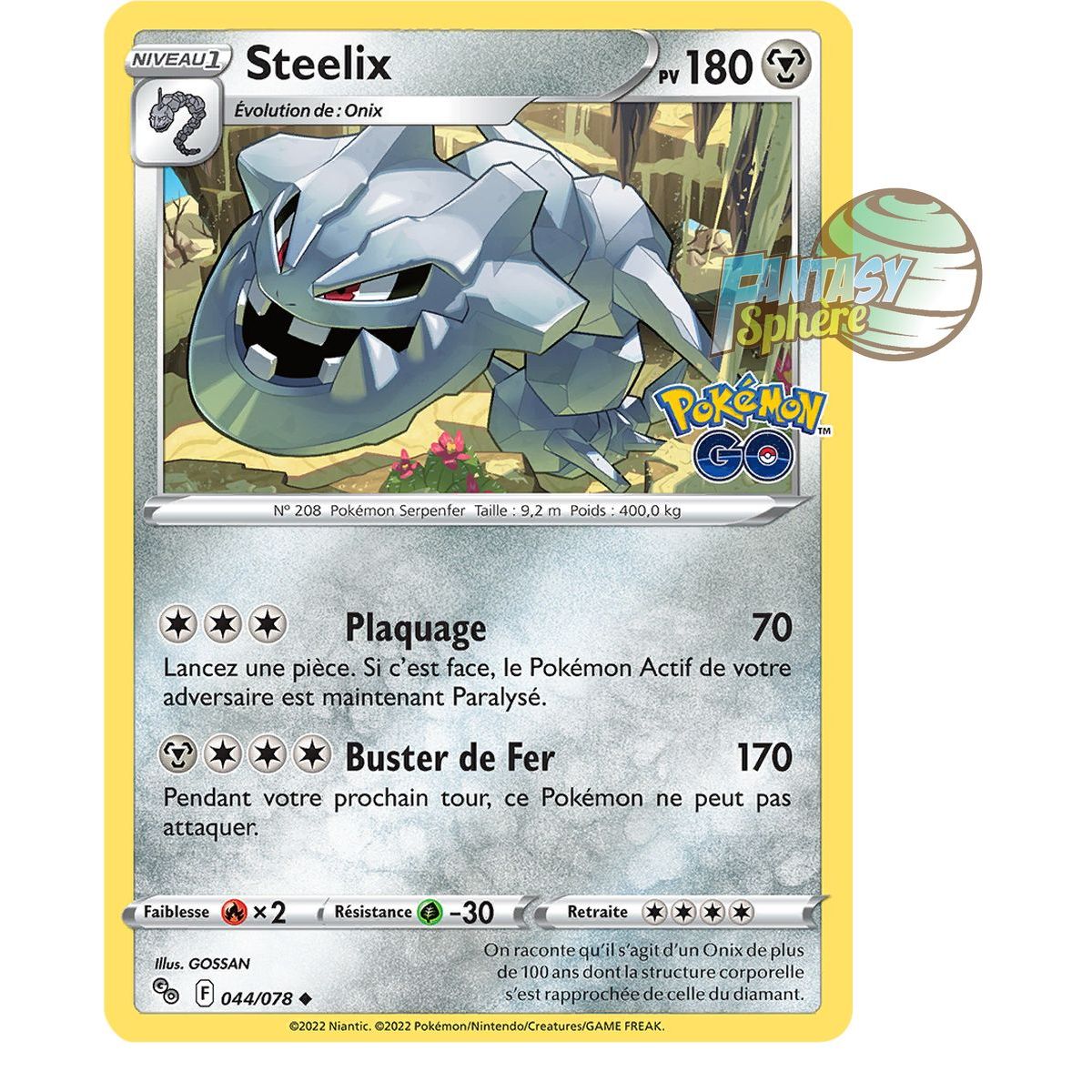 Steelix - Peu Commune 44/78 - Epee et Bouclier 10.5 Pokemon GO