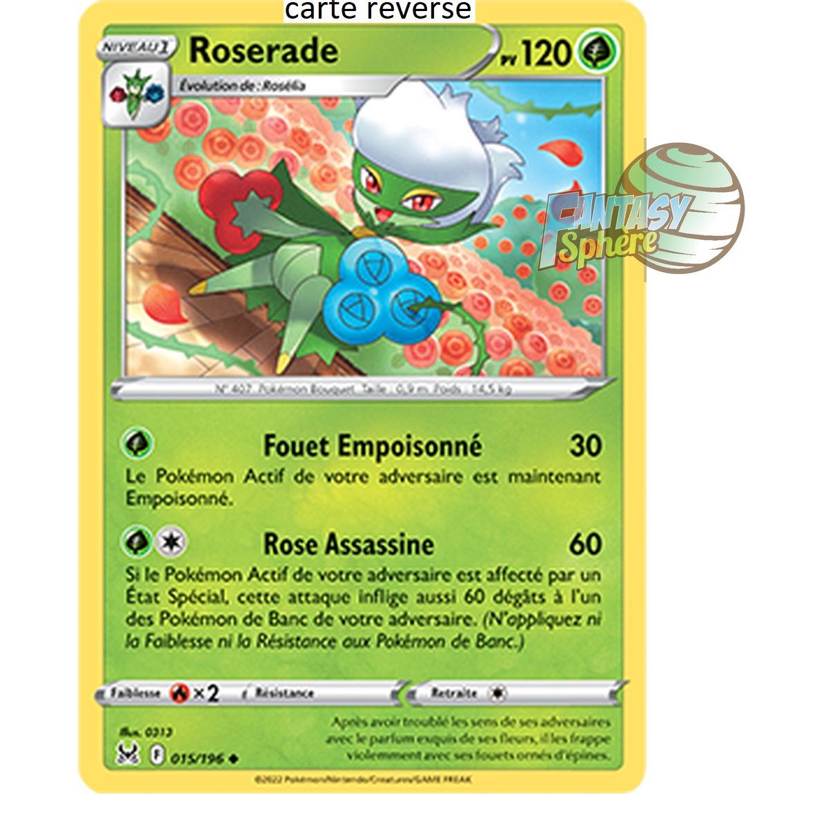 Roserade - Reverse 15/196_R - Epee et Bouclier 11 Origine Perdue