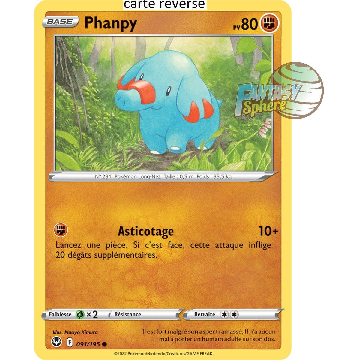 Phanpy - Reverse 91/195 - Epee et Bouclier 12 Tempete Argentée