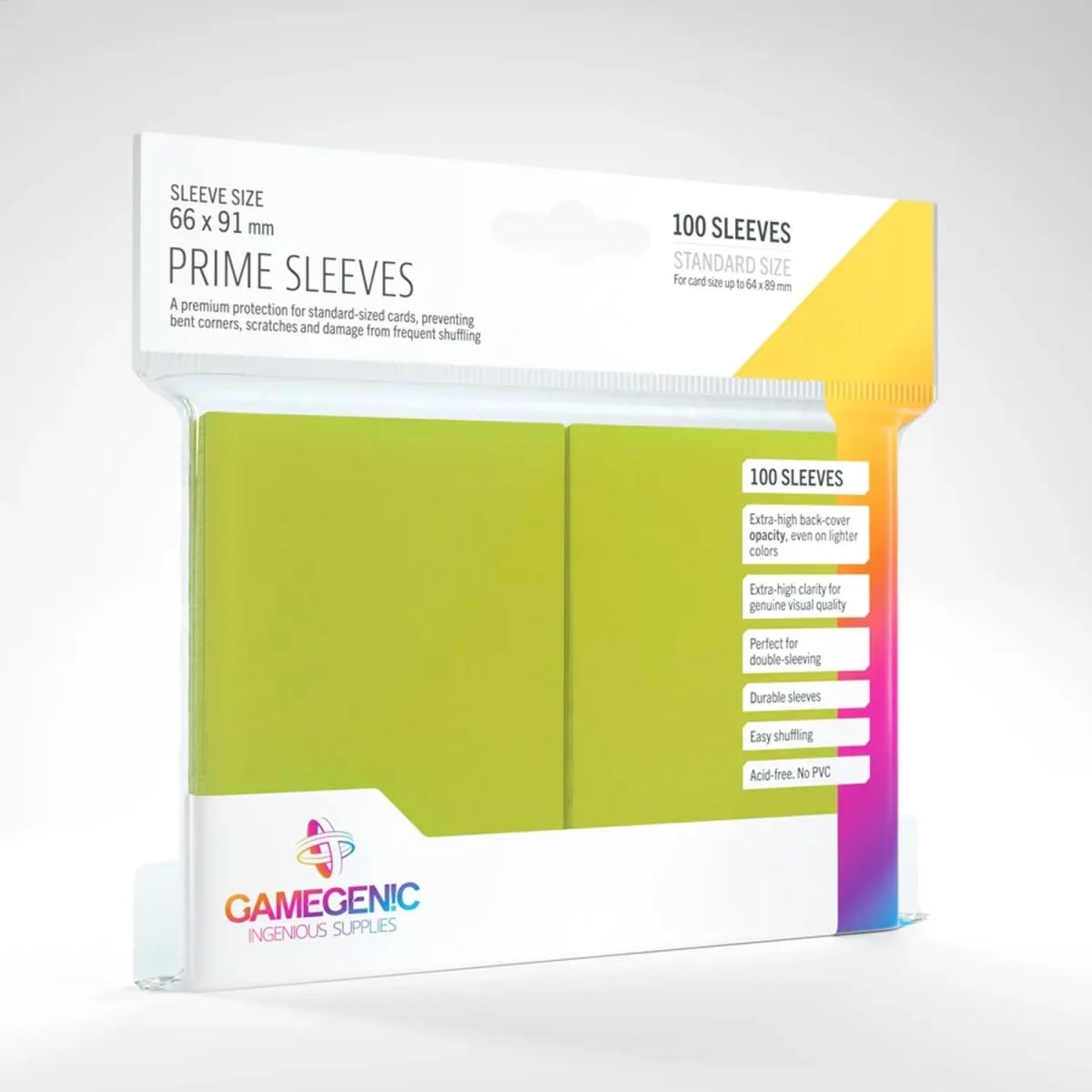 Gamegenic - 100 Prime Sleeves Lime - 66x91 Standard (100)