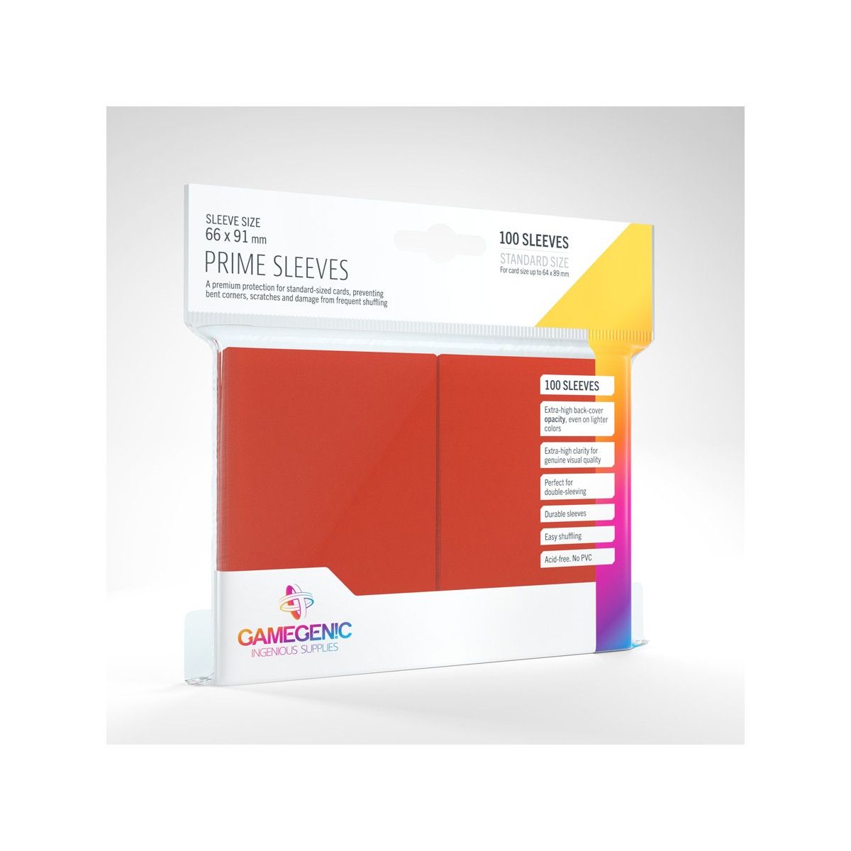Gamegenic - 100 Prime Sleeves Red - 66x91 Standard (100)