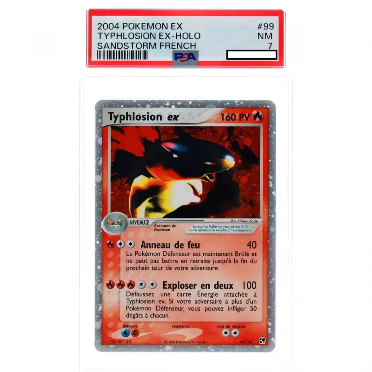 Pokémon - Carte Gradée - Typhlosion Ex 99/100 Tempete de Sable 2004 FR [PSA 7 - Near Mint]