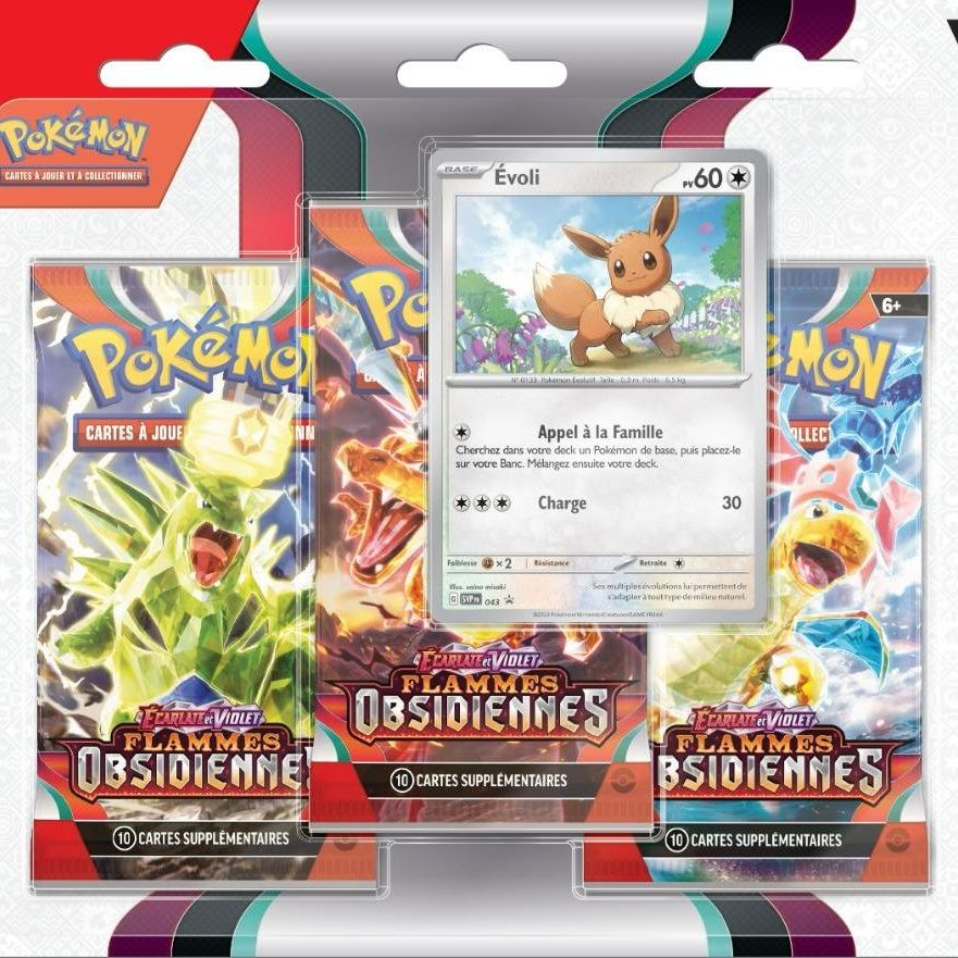 Item Pokémon - Tri-Pack - Ecarlate et Violet - Flammes Obsidiennes - [SV03 - EV03] - Tomberro / Evoli - FR