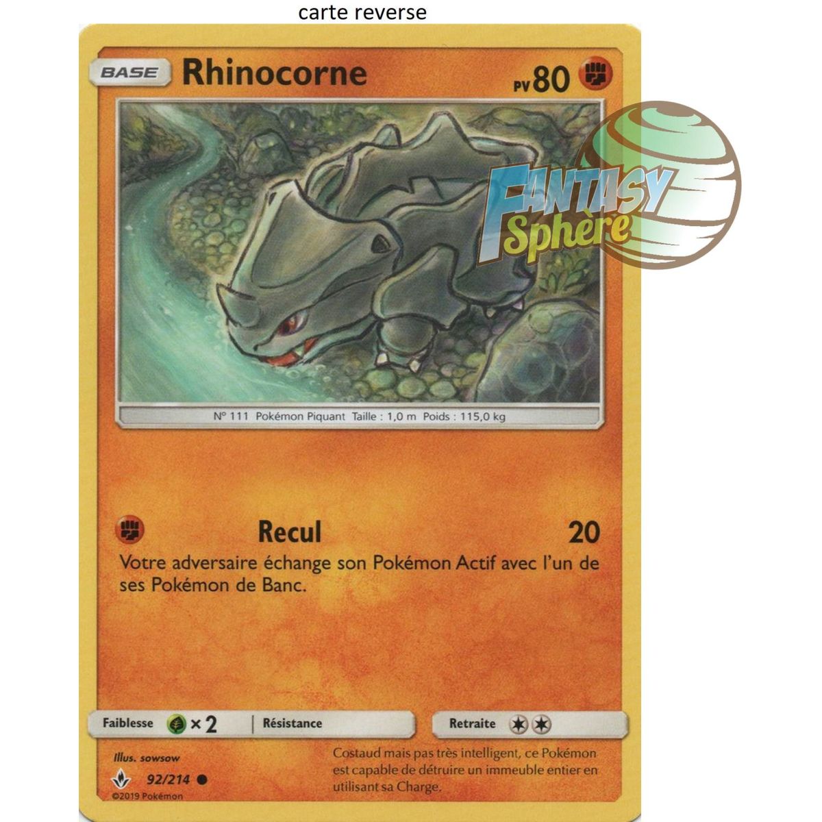 Rhinocorne - Reverse 92/214 - Soleil et Lune 10 Alliance Infaillible