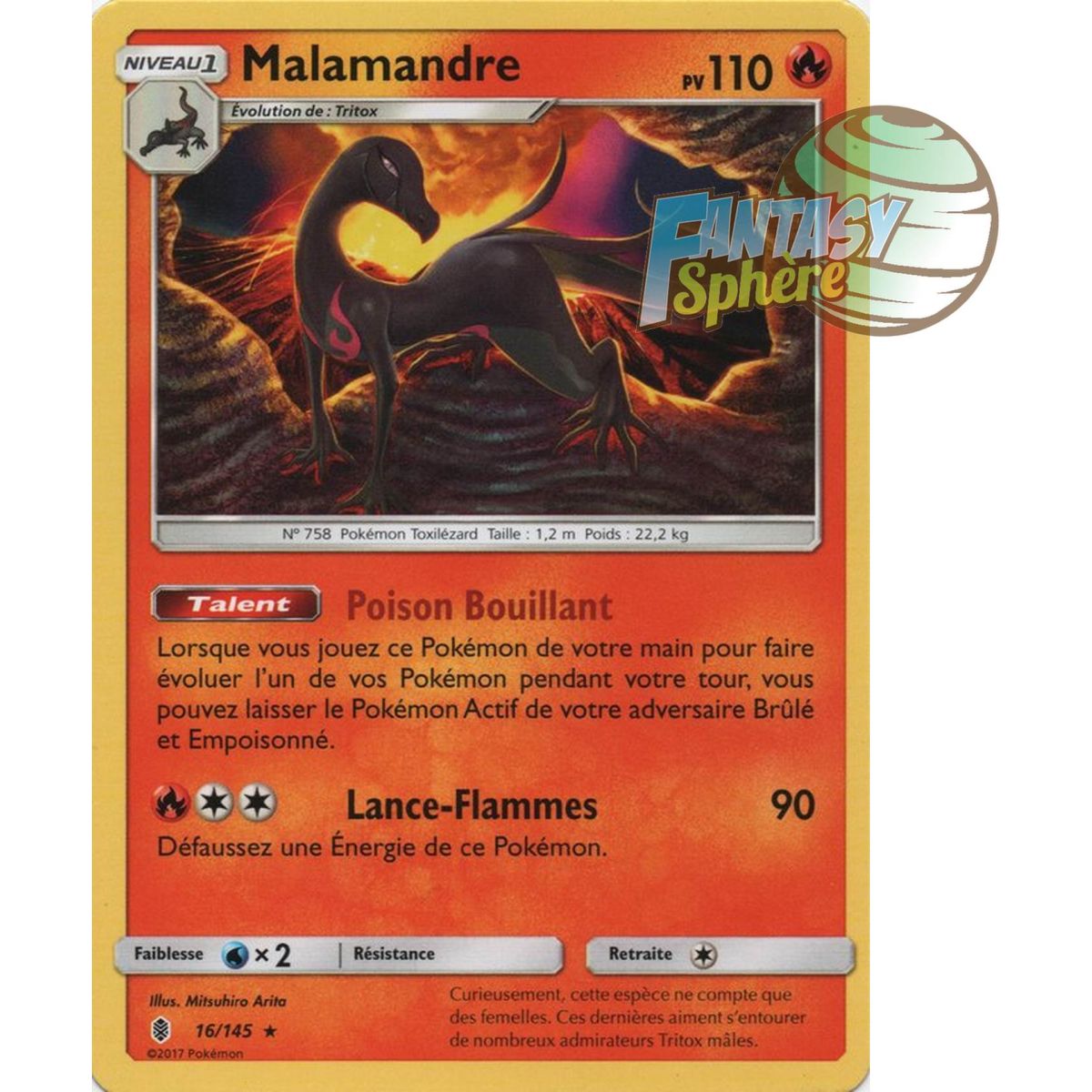 Malamandre - Rare 16/145 - Soleil et Lune 2 Gardiens Ascendants