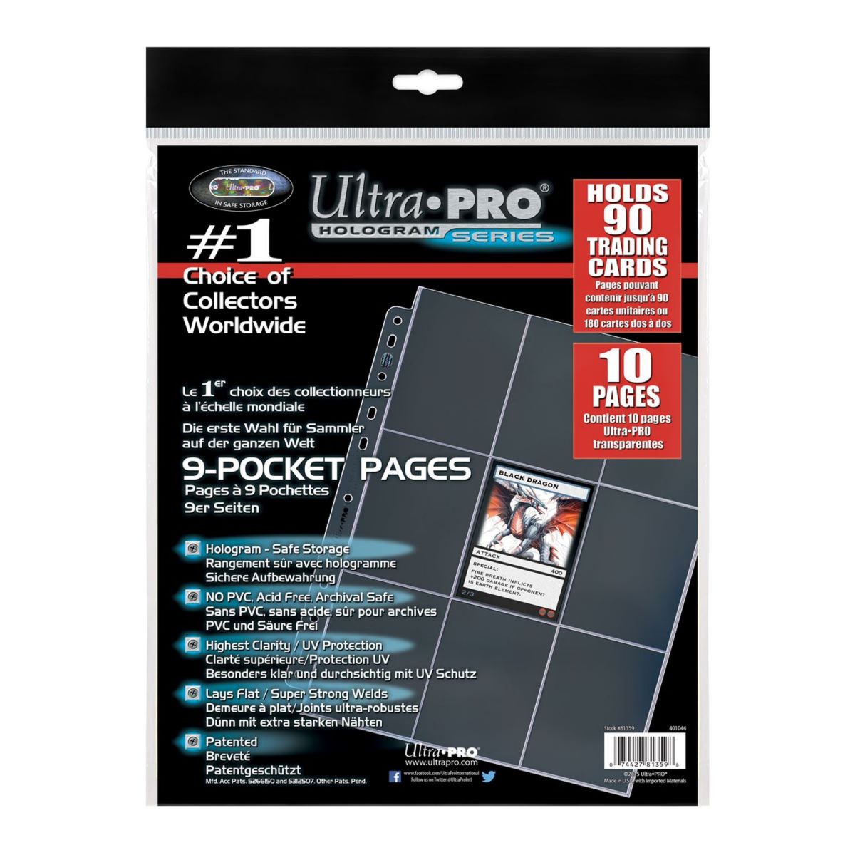 Item Ultra Pro - 10 Pages de Classeur - 9 Cases - Platinum (10)